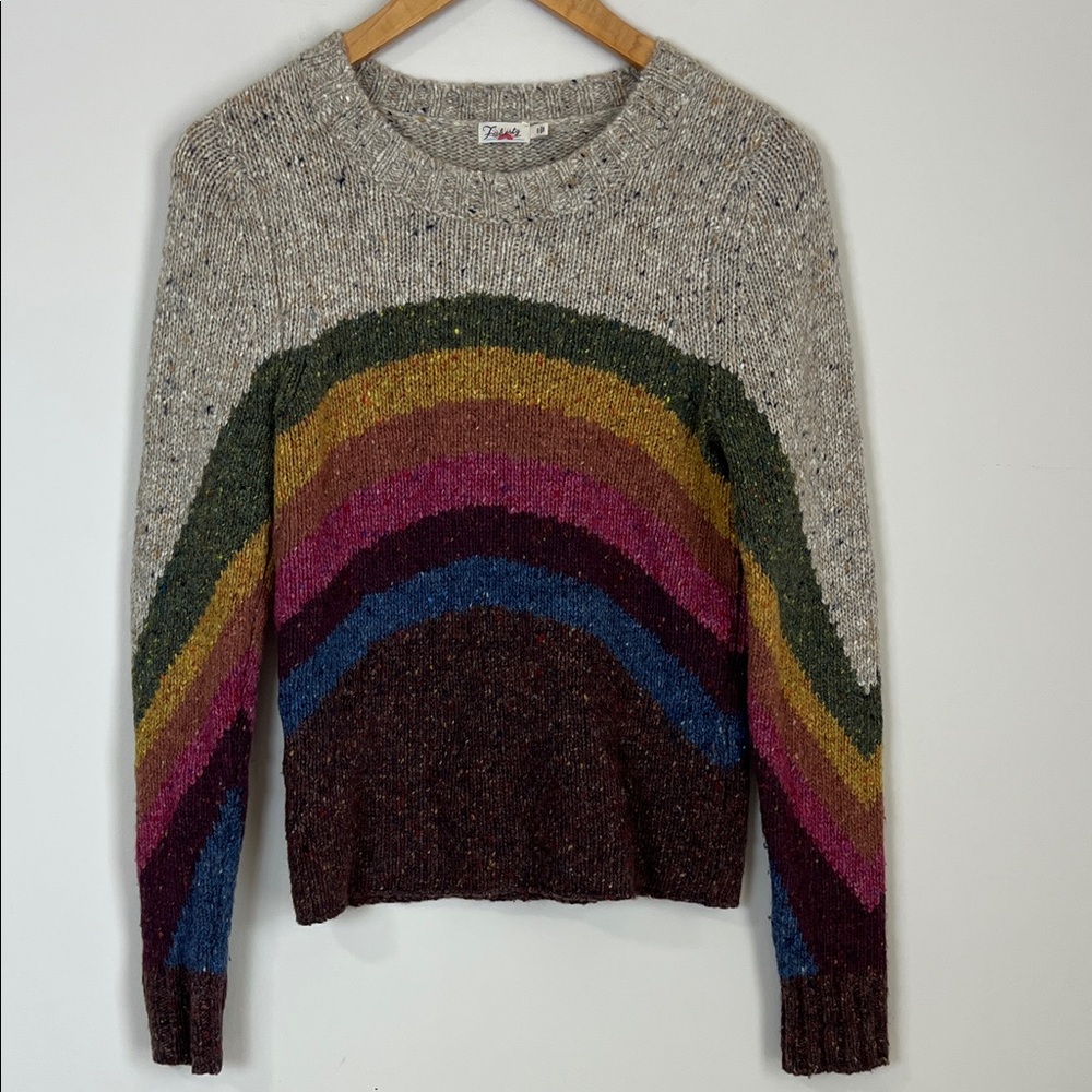 Faherty Sammy Crewneck Knit Sweater Women's Small Over the Rainbow Wool Blend